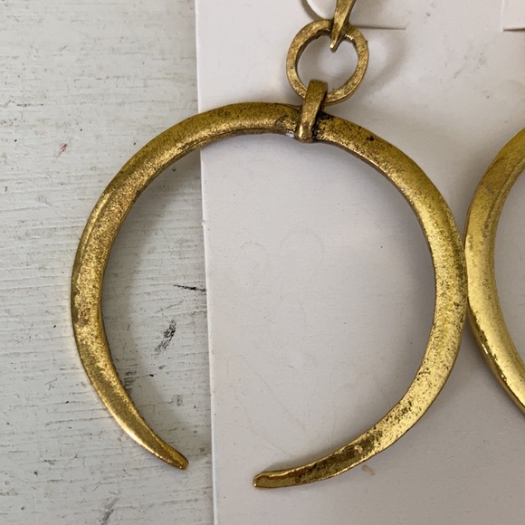 BOGO Crescent Moon Earrings Vintage Silver Gold Dangle Earrings Metal Bull Ring - Picture 3 of 8